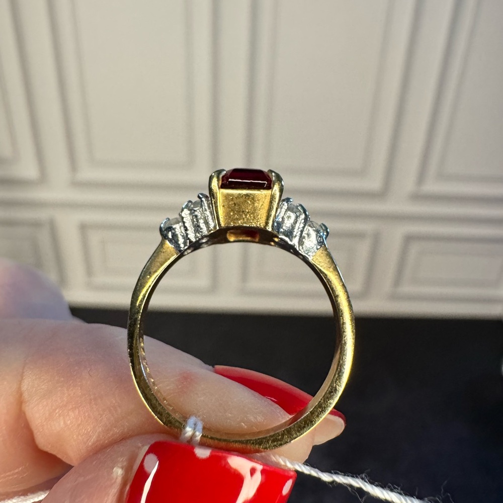 SOLD Vintage Sz 6 14k Gold Electroplated Faux Gemstone Ring “MAJA” marking - Picture 4 of 6